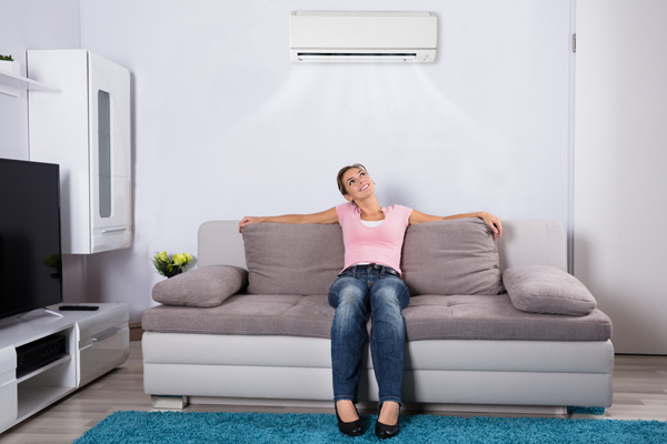 image of a homeowner using a ductless air conditioning system in a historic home
