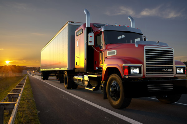 American Mack truck on the highway using on-road diesel